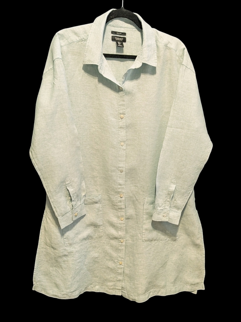 Jones & Co Aqua Blue 100% Linen Tunic /Dress Beach Cover-up Coastal Large